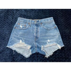 Levi's 501 Women's Original Fit High-Rise Jean Shorts Distressed Size Large